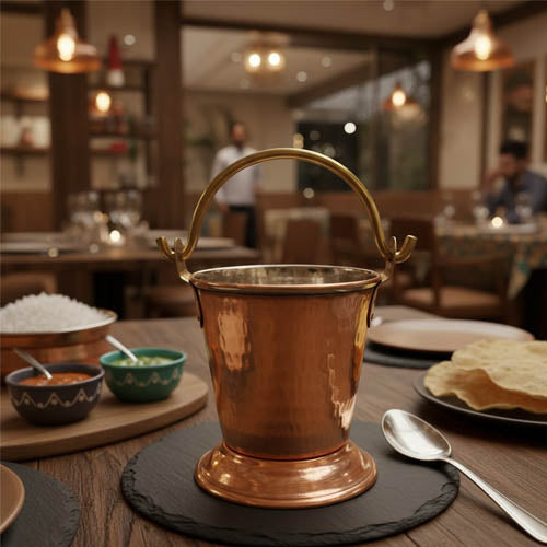 Copper Hammered Serving Dish / Balti Bowl with Handle