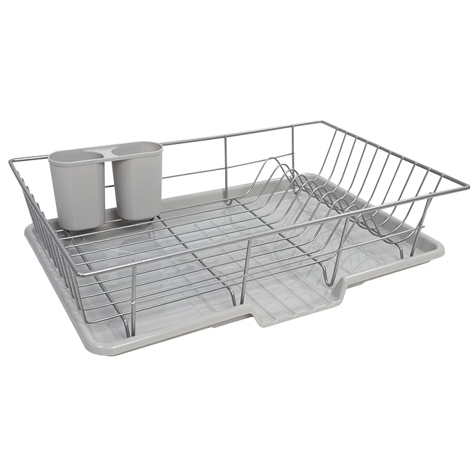 Wire Dish Rack with Separate Cutlery Caddies