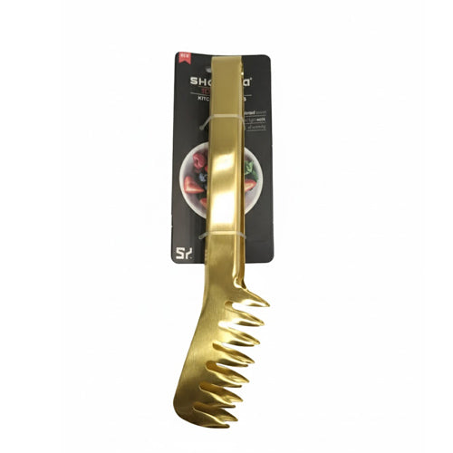 Elegant Gold-Tone Stainless Steel Pasta/Spaghetti Serving Tongs