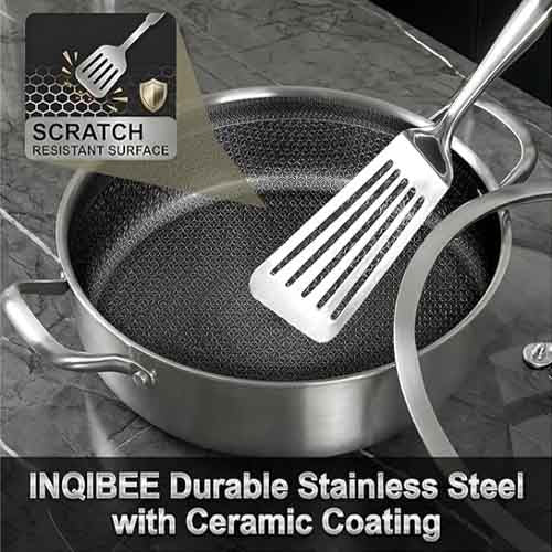 Shallow Pot Honeycomb – Premium Tri-Ply Stainless Steel Cooking Pot