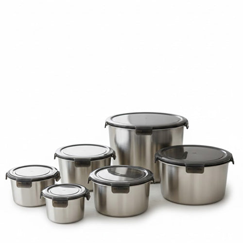 Stainless Steel Storage Container Set with Lids | Stackable Metal Mixing Bowl & Meal Prep Boxes | Airtight Food Storage