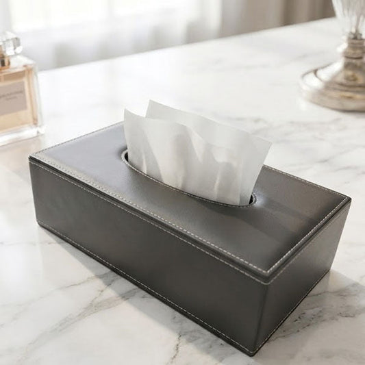 Premium PU Leather Tissue Box Cover – Elegant Rectangular Dispenser