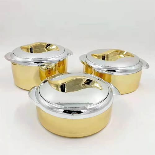 Luxury Gold & Marble-Effect 3-Piece Insulated Hot Pot Set | Thermal Serving Casserole