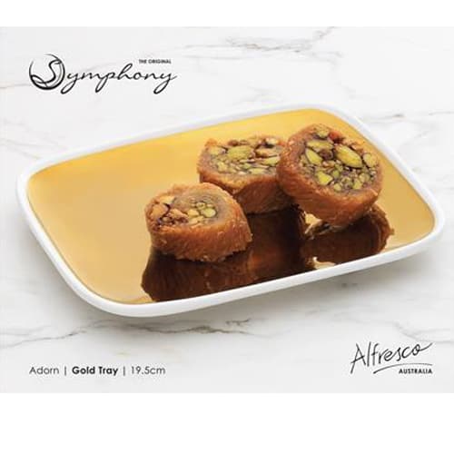 19.5cm Rect Gold Tray Symphony SY8001