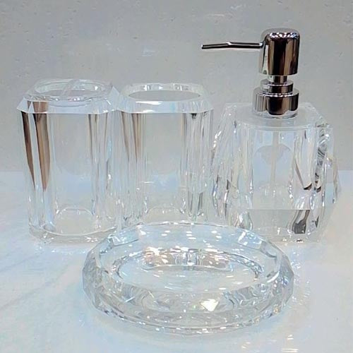 Luxurious Smoked Acrylic 4 Piece Bathroom Accessory Set