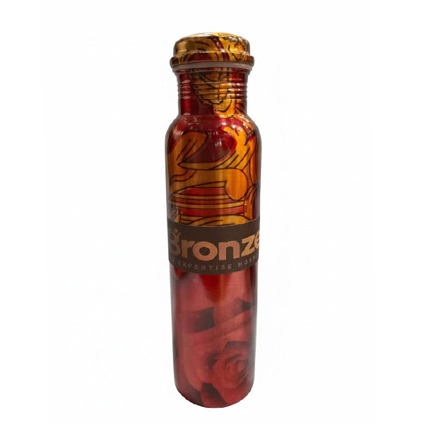 Decorative Rainbow Pattern Pure Copper Water Bottle (800ml) | Ayurvedic Drinking Vessel