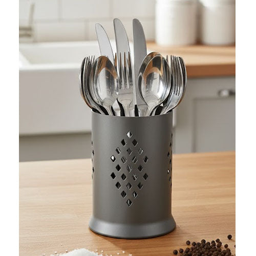 Modern Aluminum Diamond Cutout Chopstick Holder | Available in Light & Dark Gray Utensil Caddy Cutlery Holder