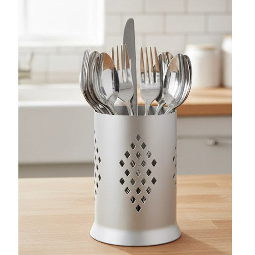 Modern Aluminum Diamond Cutout Chopstick Holder | Available in Light & Dark Gray Utensil Caddy Cutlery Holder
