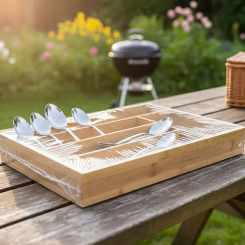 Expandable Bamboo Cutlery Tray & Drawer Organizer | Wooden Silverware Organizer for Kitchen Storage