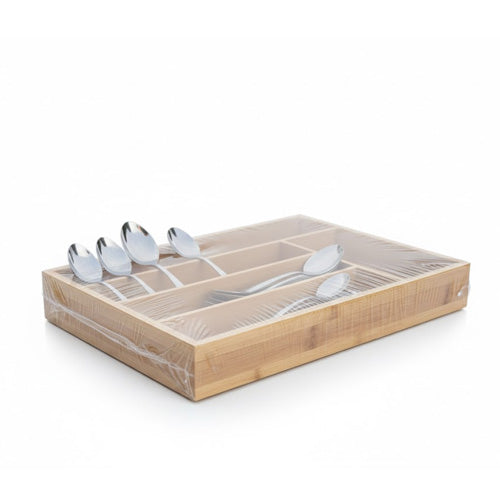 Expandable Bamboo Cutlery Tray & Drawer Organizer | Wooden Silverware Organizer for Kitchen Storage