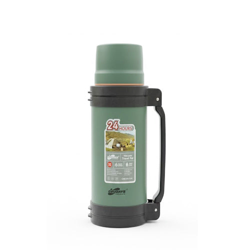 24-Hour Insulated Vacuum Travel Pot - Stainless Steel Thermos with Handle for Camping & Outdoors