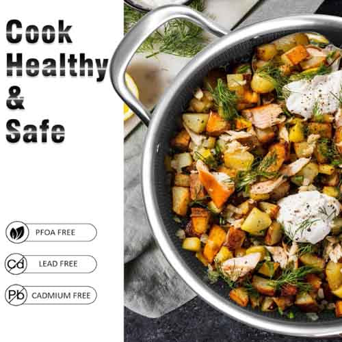 Premium Tri-Ply Stainless Steel Honeycomb Cooking Pot with Glass Lid