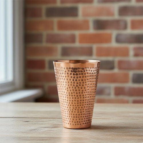 Artisan Hand-Hammered Copper Tumbler / Barware Glass