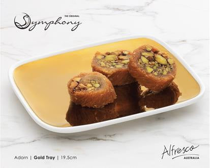 19.5cm Rect Gold Tray Symphony SY8001