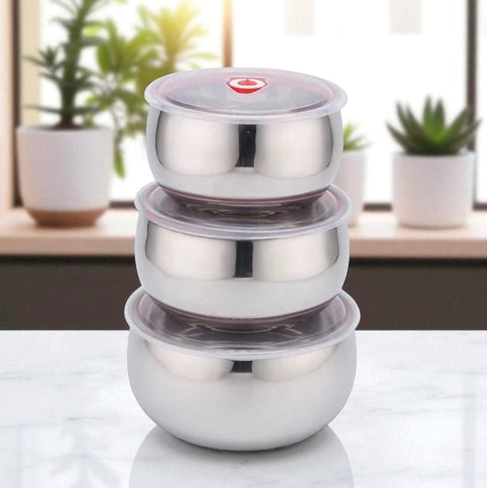 Nesting Stainless Steel Food Storage Bowl Set - Meal Prep Containers with Locking Airtight Lids