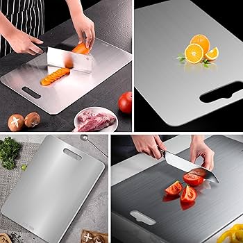 Food Grade SUS 304 Stainless Steel Cutting Board | Hygienic Anti-Bacterial Chopping Board & Dough Mat | Non-Porous Kitchen Prep Board