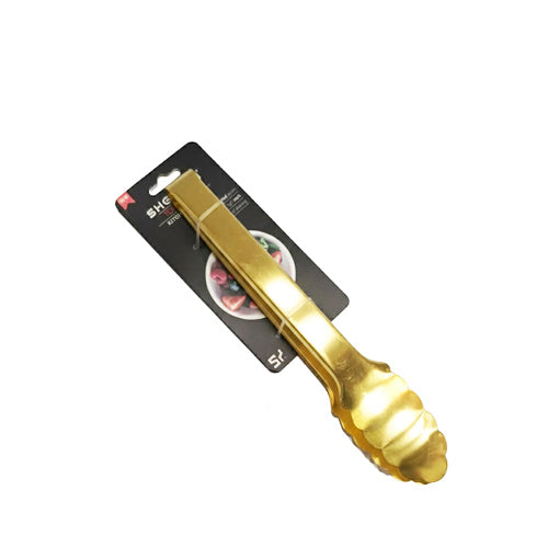 Elegant Gold-Plated Stainless Steel Serving Tongs – Multi-Use Metal Utensil for Buffet & Pastries