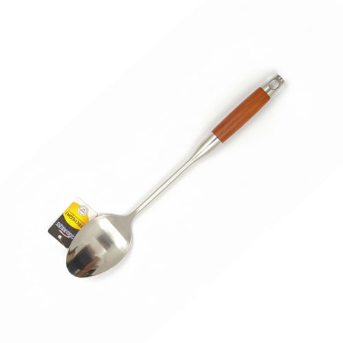 Elegant Stainless Steel Serving Spoon & Curry Ladle | Ergonomic Wood Handle for Rice, Soup, and Stew
