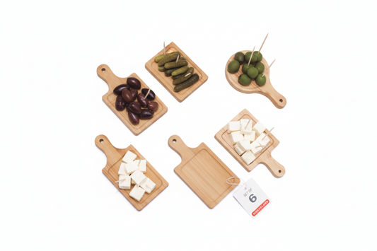 Bamboo Mini Serving Tray & Cutting Board Set – 6 Piece
