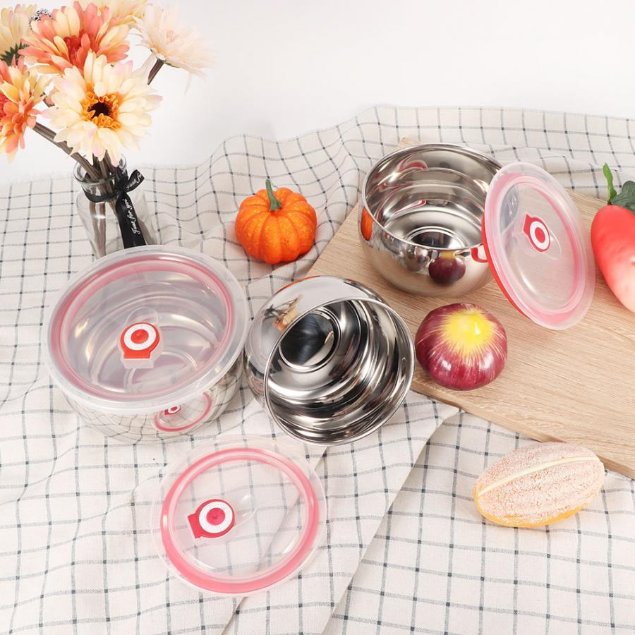 Nesting Stainless Steel Food Storage Bowl Set - Meal Prep Containers with Locking Airtight Lids