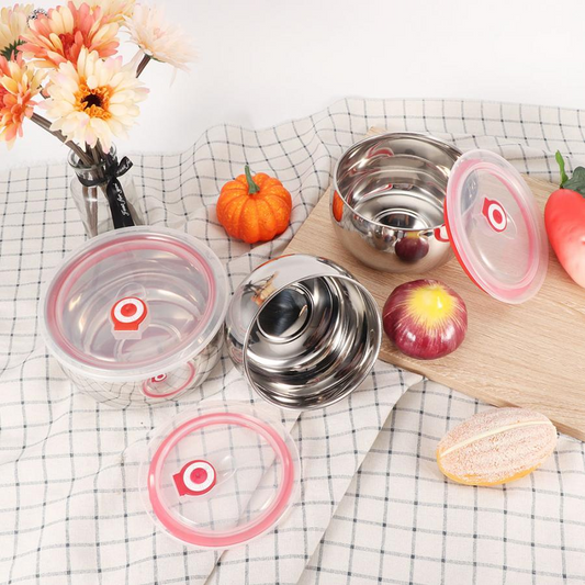 Nesting Stainless Steel Food Storage Bowl Set - Meal Prep Containers with Locking Airtight Lids