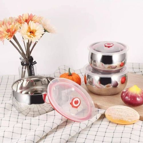 Nesting Stainless Steel Food Storage Bowl Set - Meal Prep Containers with Locking Airtight Lids